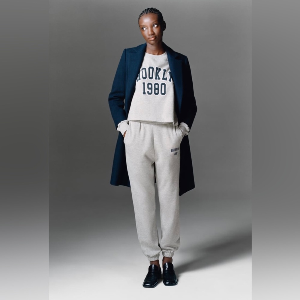 Zara NAVY Wool Blend Coat